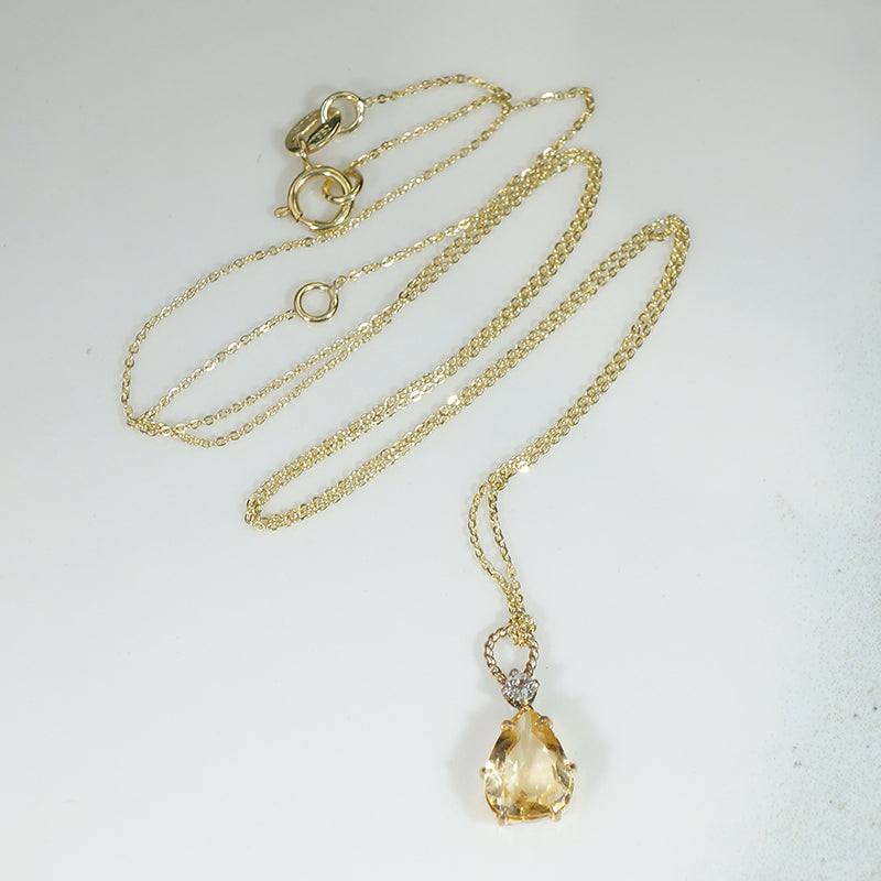 Lovely Precious Topaz and Diamond Pendant