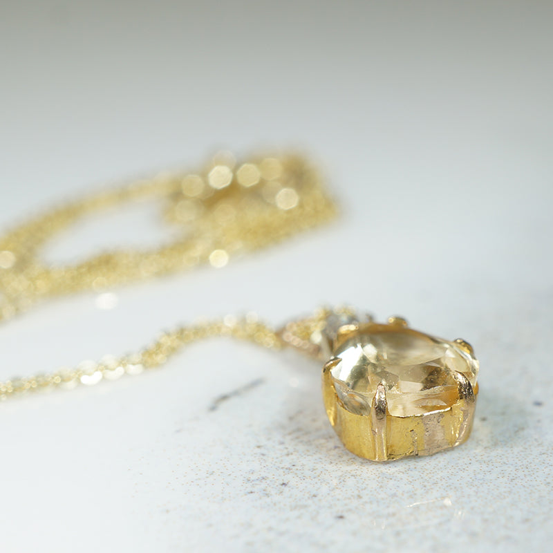 Lovely Precious Topaz and Diamond Pendant