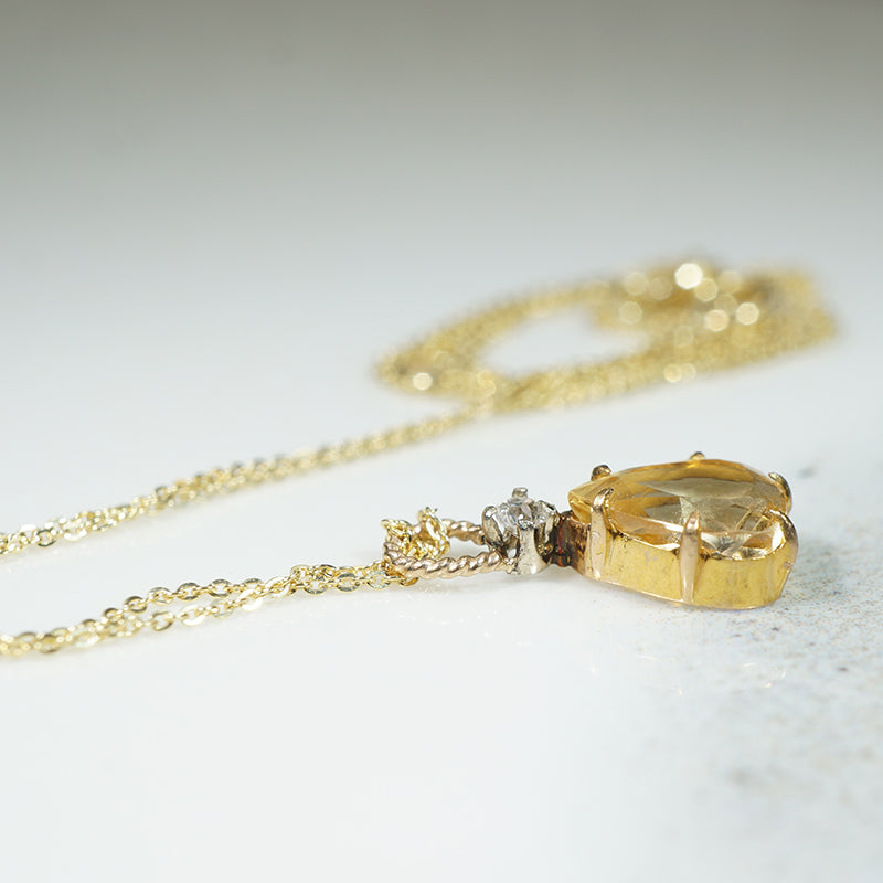 Lovely Precious Topaz and Diamond Pendant