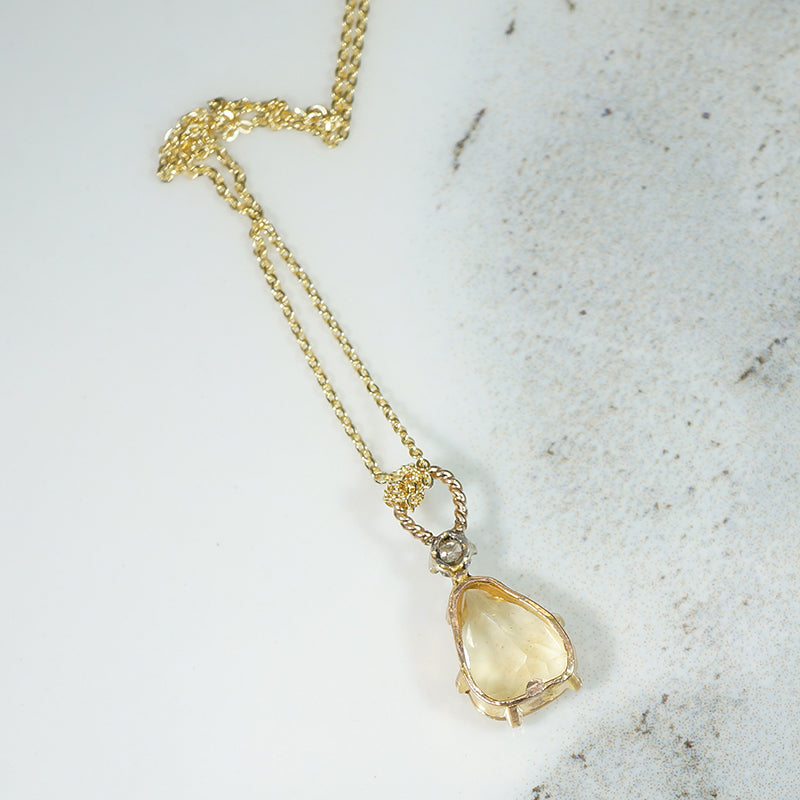 Lovely Precious Topaz and Diamond Pendant