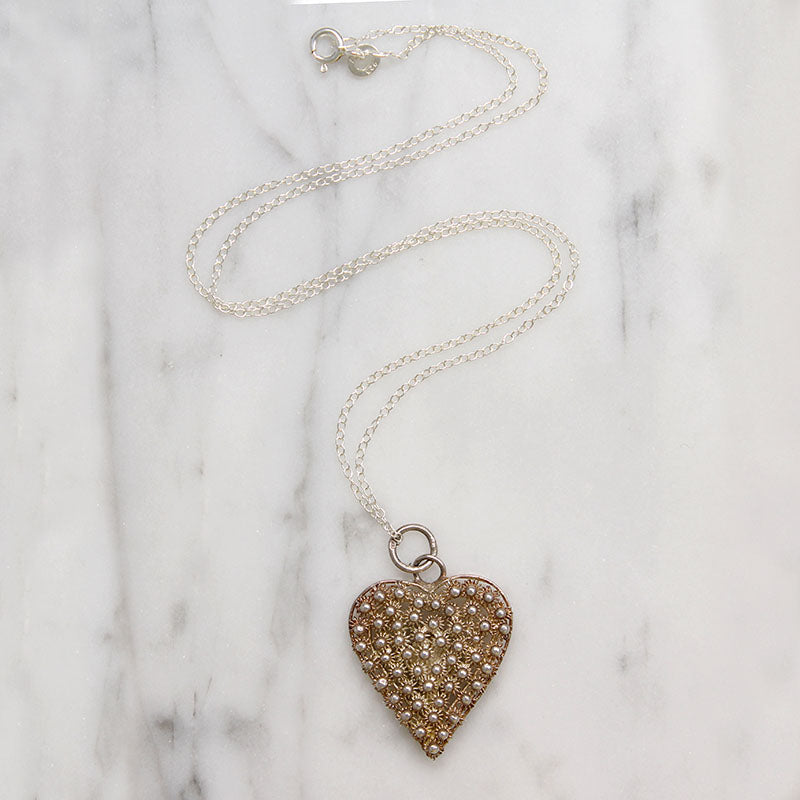 Filigreed Sterling Silver Heart Necklace