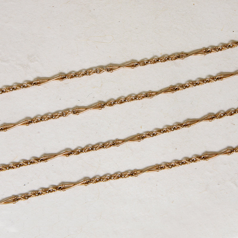 Gorgeous 56" 15ct Rosy Gold Twisted Link Chain