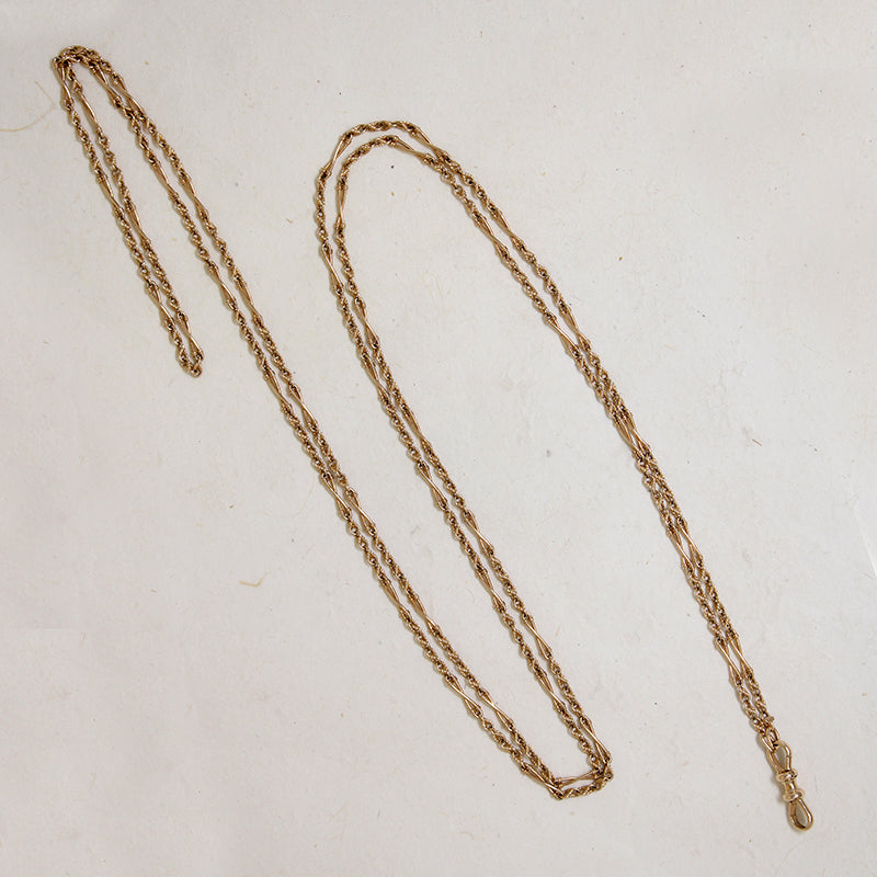 Gorgeous 56" 15ct Rosy Gold Twisted Link Chain