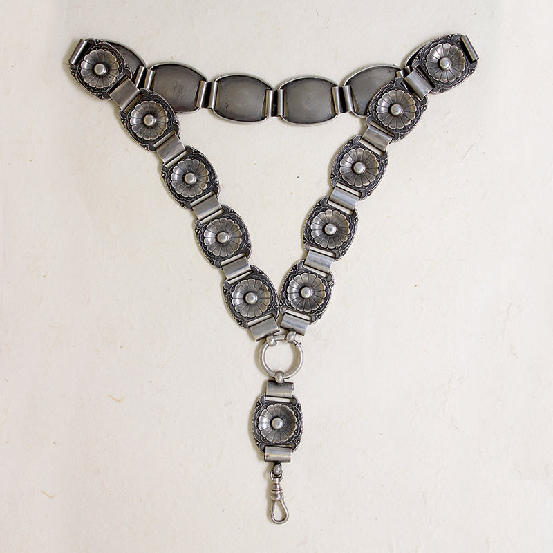 Aesthetic Movement Sterling Silver Flower Chain