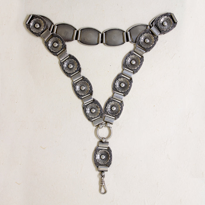 Aesthetic Movement Sterling Silver Flower Chain