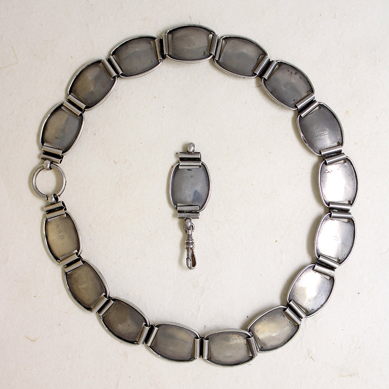 Aesthetic Movement Sterling Silver Flower Chain