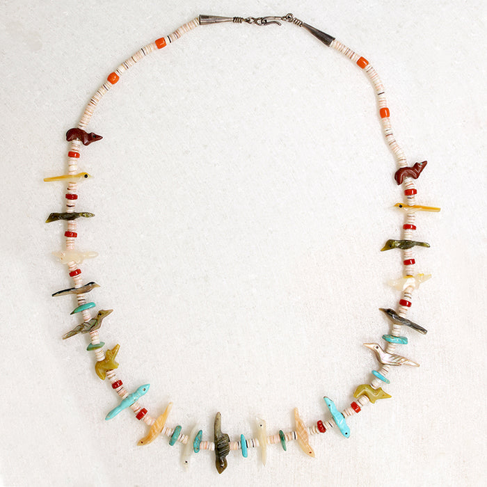 Colorful Zuni Carved Fetish Necklace