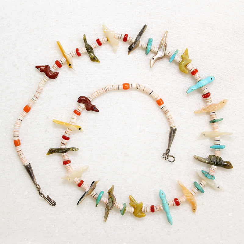 Colorful Zuni Carved Fetish Necklace