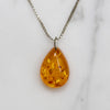 Natural Beauty Simple Amber Drop on Sterling Chain