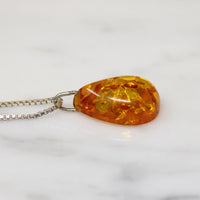Natural Beauty Simple Amber Drop on Sterling Chain