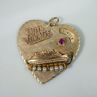 Mid Century Heart-Shaped "Bon Voyage" Charm