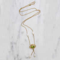 Edwardian Revival Peridot & Pearl Necklace