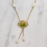 Edwardian Revival Peridot & Pearl Necklace
