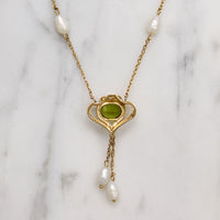 Edwardian Revival Peridot & Pearl Necklace