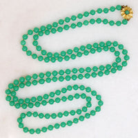 Extra Long Strand Of Gorgeous Green Glass Beads