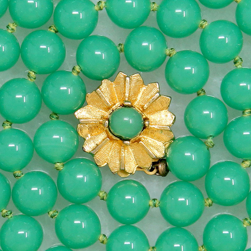 Extra Long Strand Of Gorgeous Green Glass Beads
