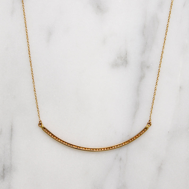 Tiny Diamonds in Graceful Rose Gold Arc Necklace