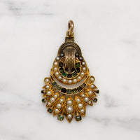Exquisite Georgian Pearl & Emerald Pendant