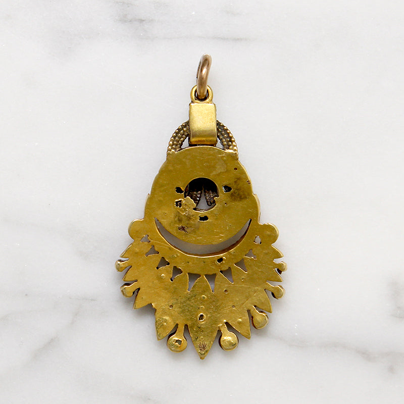 Exquisite Georgian Pearl & Emerald Pendant