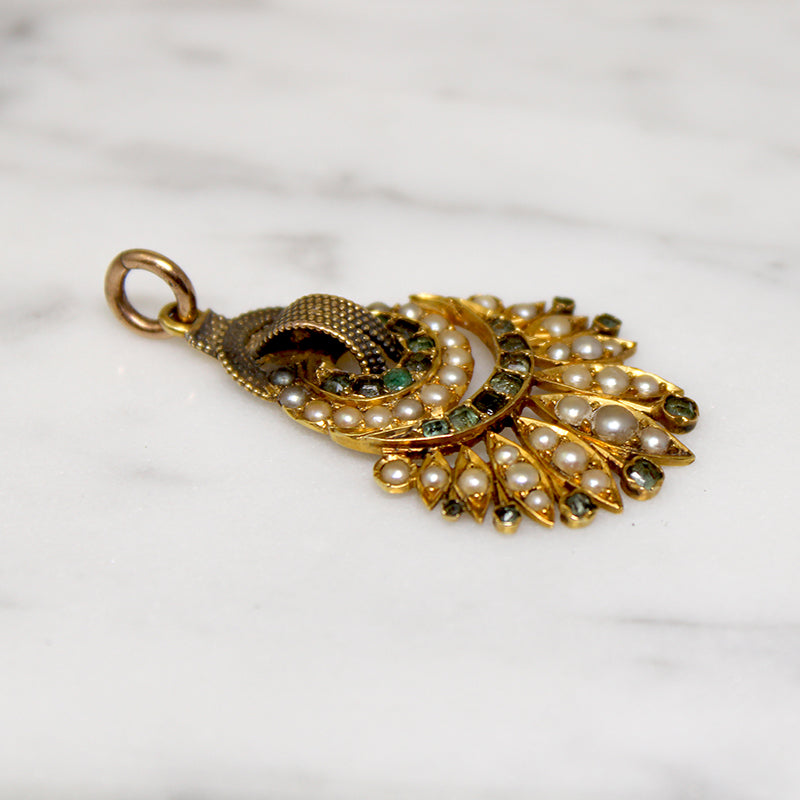 Exquisite Georgian Pearl & Emerald Pendant