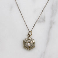 Art Deco Platinum & White Gold Hexagonal Diamond Pendant