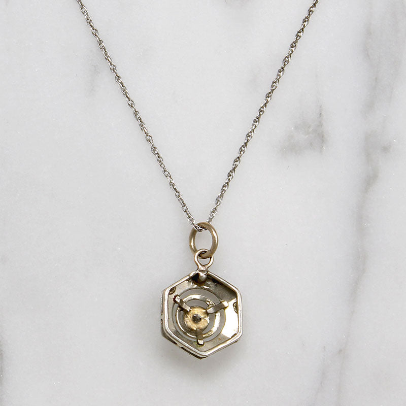Art Deco Platinum & White Gold Hexagonal Diamond Pendant