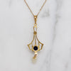 Edwardian Lavalier Necklace with Sapphire & Pearls