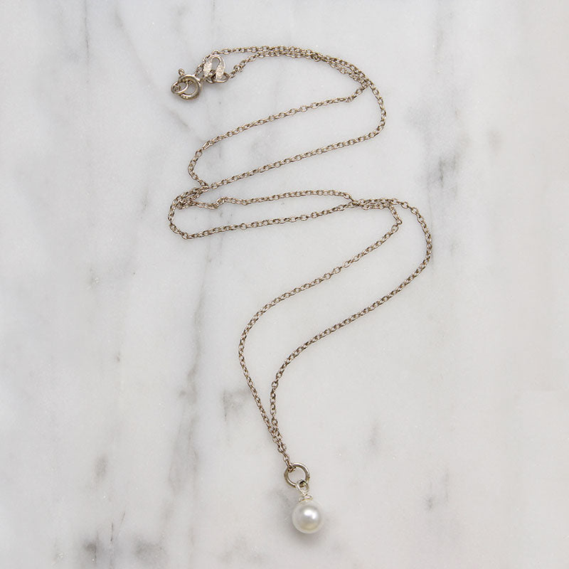Petite Cultured Pearl Pendant on Sterling Silver Chain