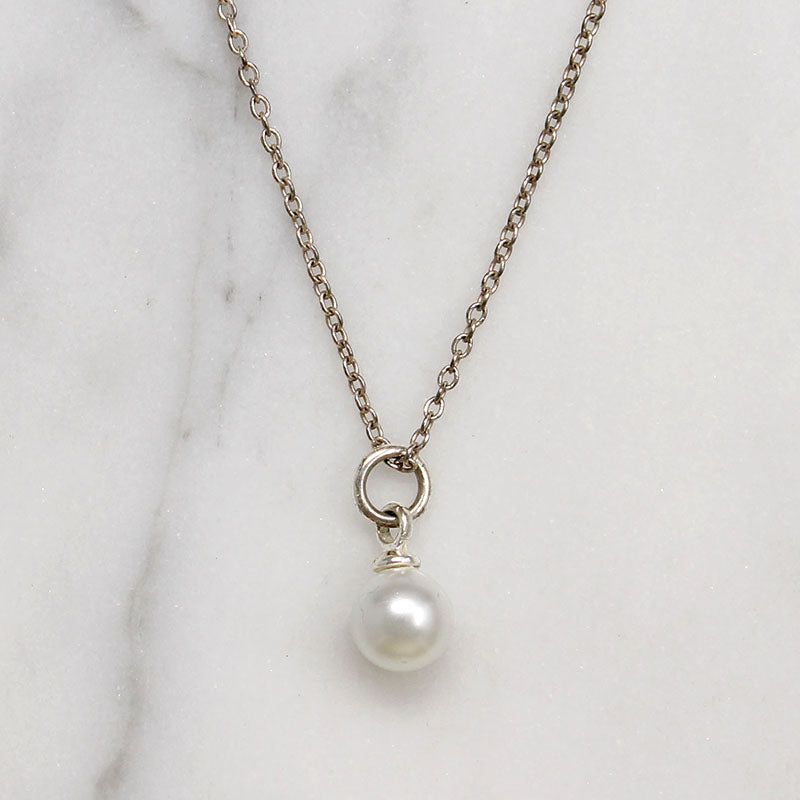 Petite Cultured Pearl Pendant on Sterling Silver Chain