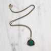 Gorgeous Green Turquoise & Sterling Pendant Signed "Rue"