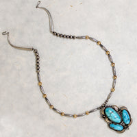 Superb Turquoise on Sterling & Gold Bead Necklace