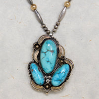 Superb Turquoise on Sterling & Gold Bead Necklace