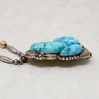 Superb Turquoise on Sterling & Gold Bead Necklace