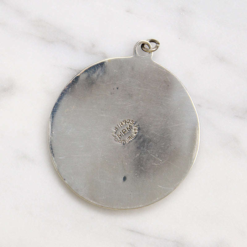 Pre Columbian Motif Engraved Sterling Silver Pendant