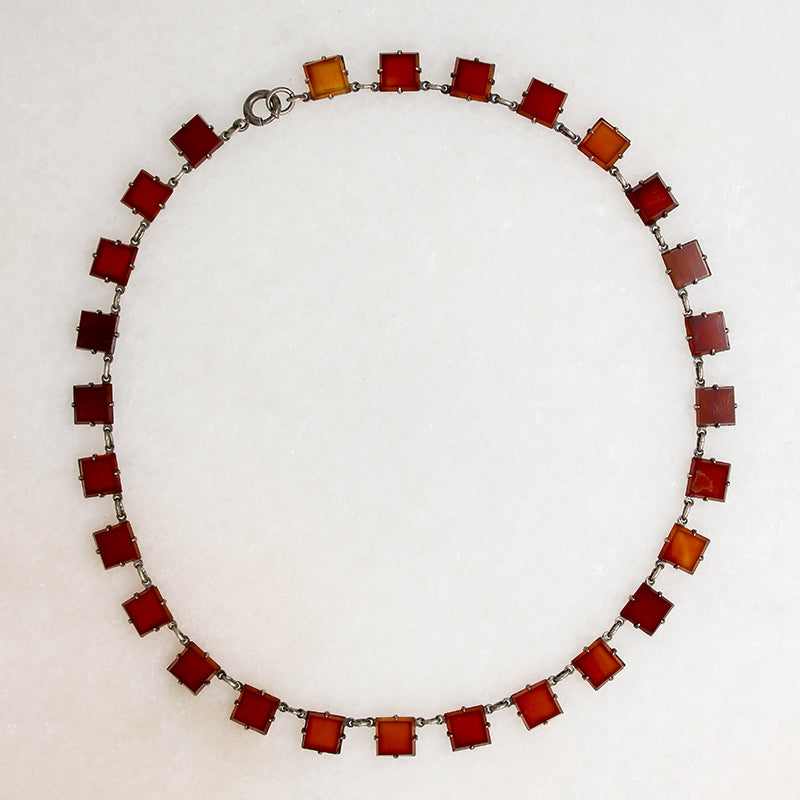 Carnelian & Sterling Art Deco Necklace