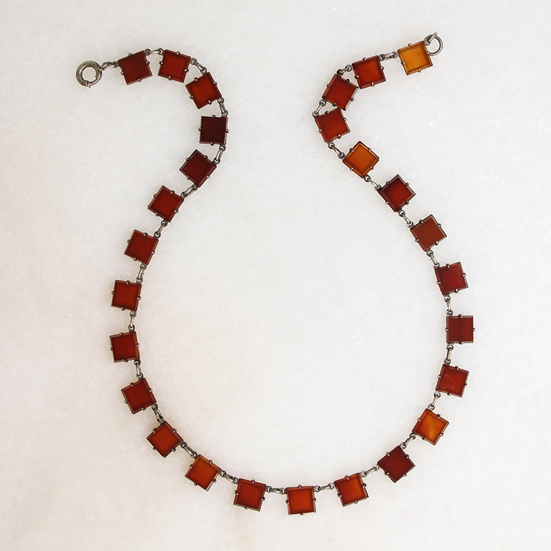 Carnelian & Sterling Art Deco Necklace