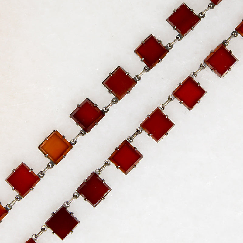Carnelian & Sterling Art Deco Necklace