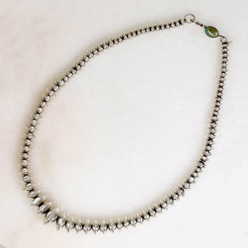 Superb Navajo Silver Beads with Turquoise Clasp