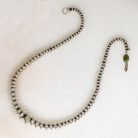 Superb Navajo Silver Beads with Turquoise Clasp