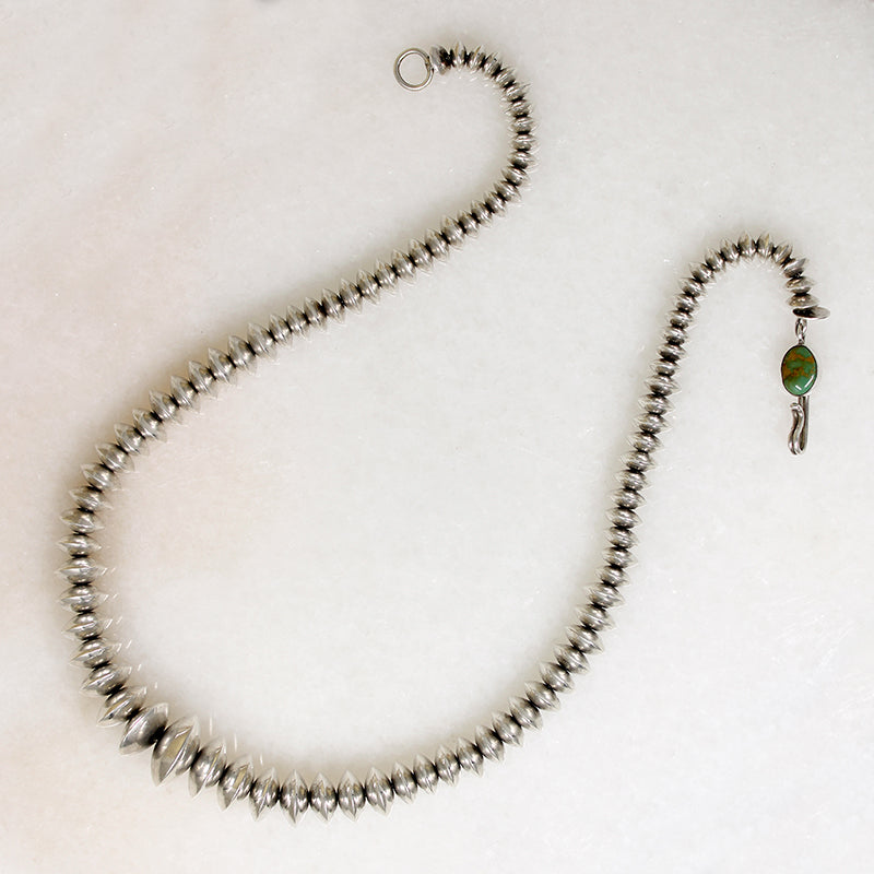 Superb Navajo Silver Beads with Turquoise Clasp