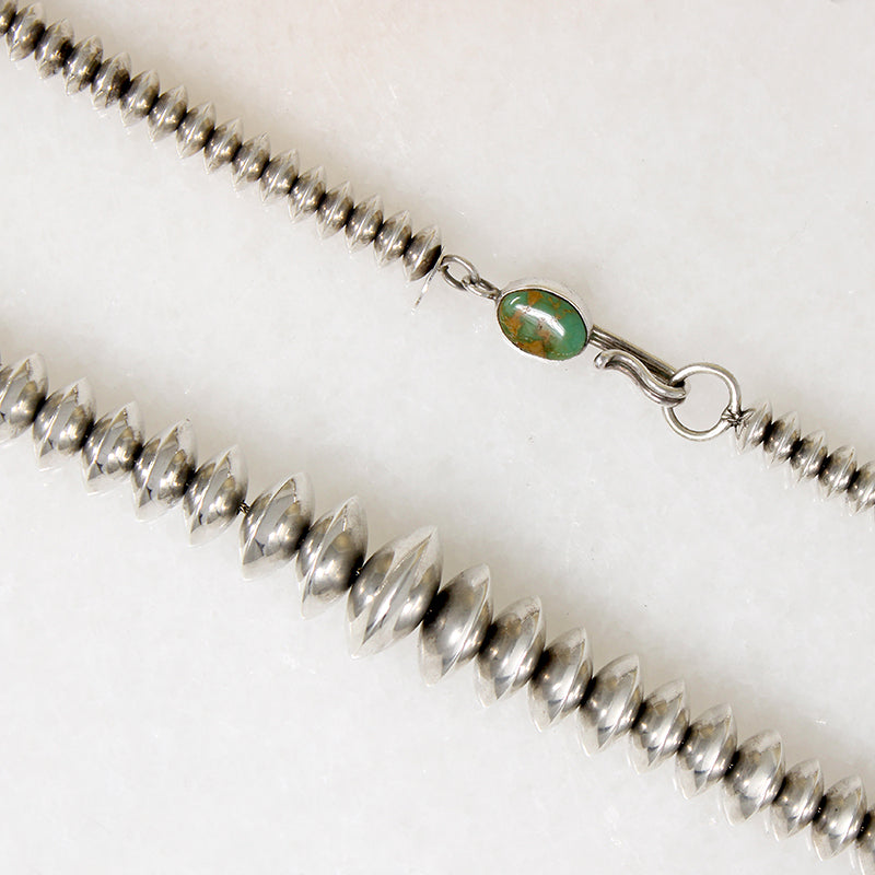 Superb Navajo Silver Beads with Turquoise Clasp