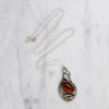 Leafy Amber & Sterling Silver Necklace