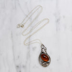 Leafy Amber & Sterling Silver Necklace
