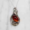 Leafy Amber & Sterling Silver Necklace