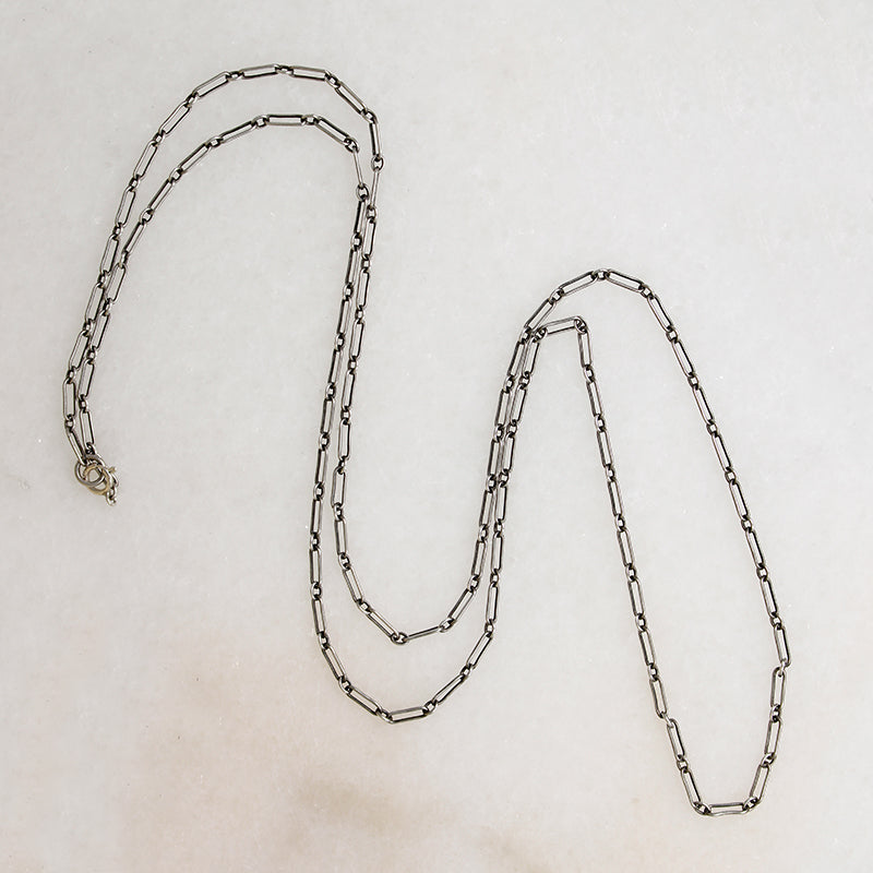 36" Long Sterling Silver Trombone Link Chain