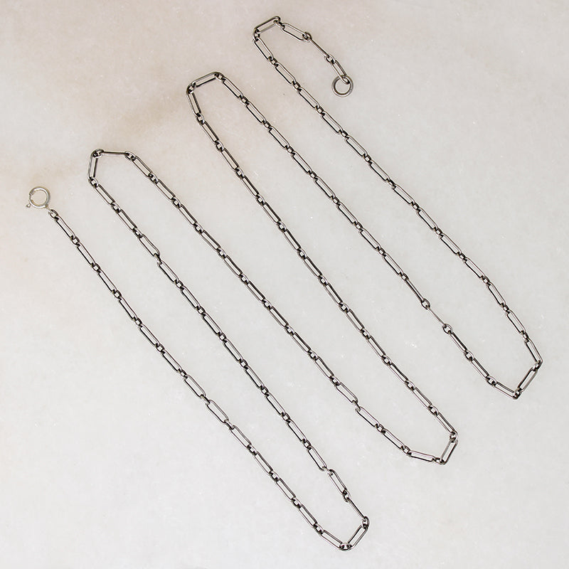 36" Long Sterling Silver Trombone Link Chain