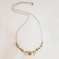 Delicate Gold & Pearl Flower Swag Necklace