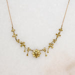 Delicate Gold & Pearl Flower Swag Necklace