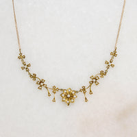 Delicate Gold & Pearl Flower Swag Necklace