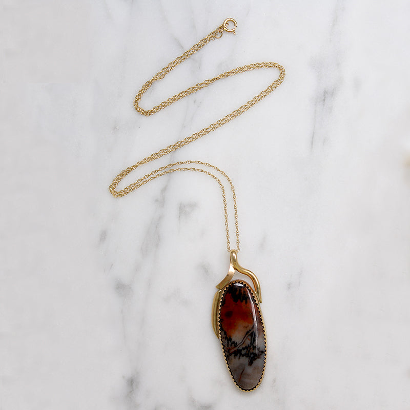 Breathtaking Agate in Gold Pendant by Kay Johnson